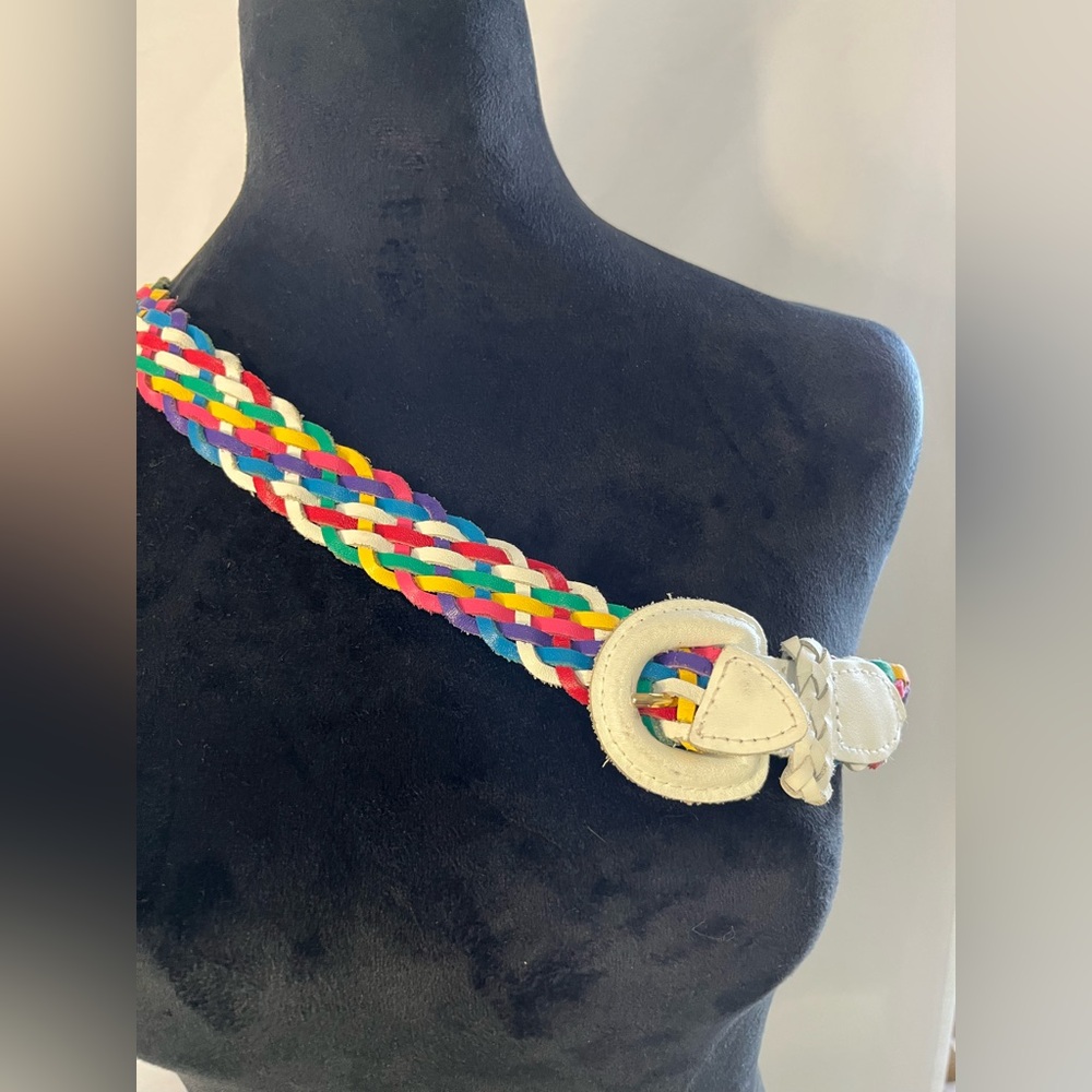 Chic‎ Vintage 1980s Braided Rainbow Belt Size Small Retro Boho